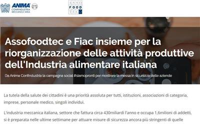 Assofoodtec e Fiac insieme per la riorganizzazione delle attività produttive dell'Industria alimentare italiana