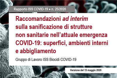 Rapporto ISS Sanificazione COVID-19 n. 25/2020 e Circolare Ministero Salute