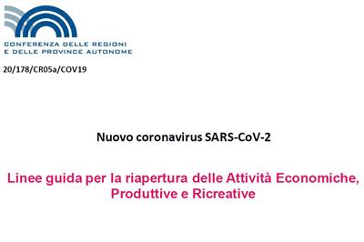 Covid-19 | Aggiornate Linee guida Conferenza delle Regioni per la riapertura attività Economiche Produttive e Ricreative