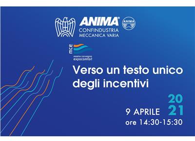Aqua Italia al webinar ANIMA “Verso un testo unico degli incentivi”: 9 aprile MCE Digital