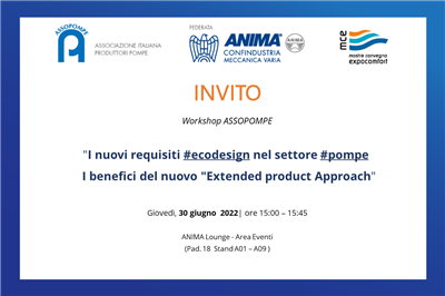 MCE 2022 | Workshop:  I nuovi requisiti ecodesign nel settore pompe