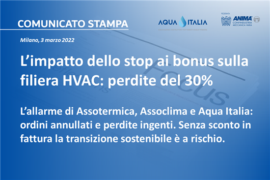 L’impatto dello stop ai bonus sulla filiera HVAC: perdite del 30%
