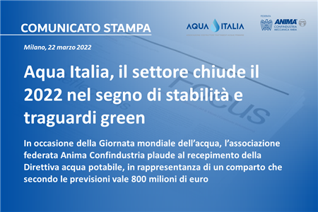 Aqua Italia, il settore chiude il 2022 nel segno di stabilità e traguardi green