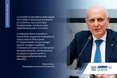DL fiscale, forte preoccupazione dell'industria meccanica