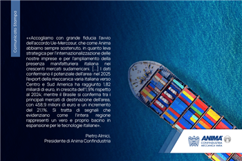 Accordo Ue-Mercosur, opportunità concrete per la meccanica italiana